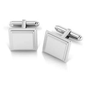 Krysaliis Sterling Engravable Stepped Edge Square Cufflink
 Gift Boxed